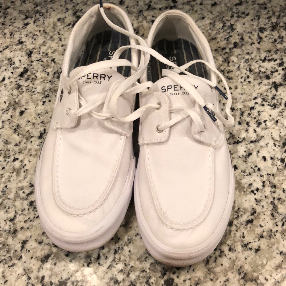 White sorry boat shoes